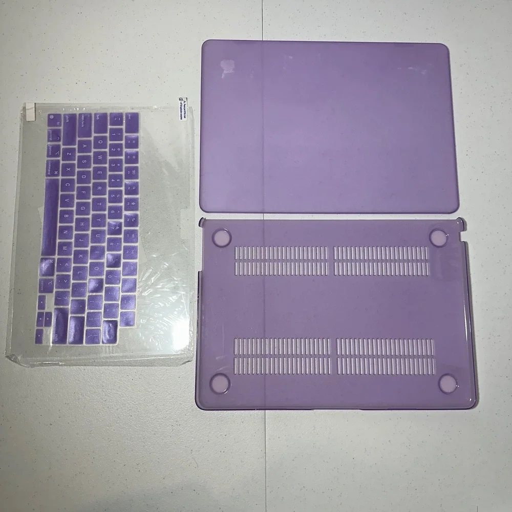 Purple Protective Case for Apple MacBook Air 13 14 inch & Keyboard Cover Bundle